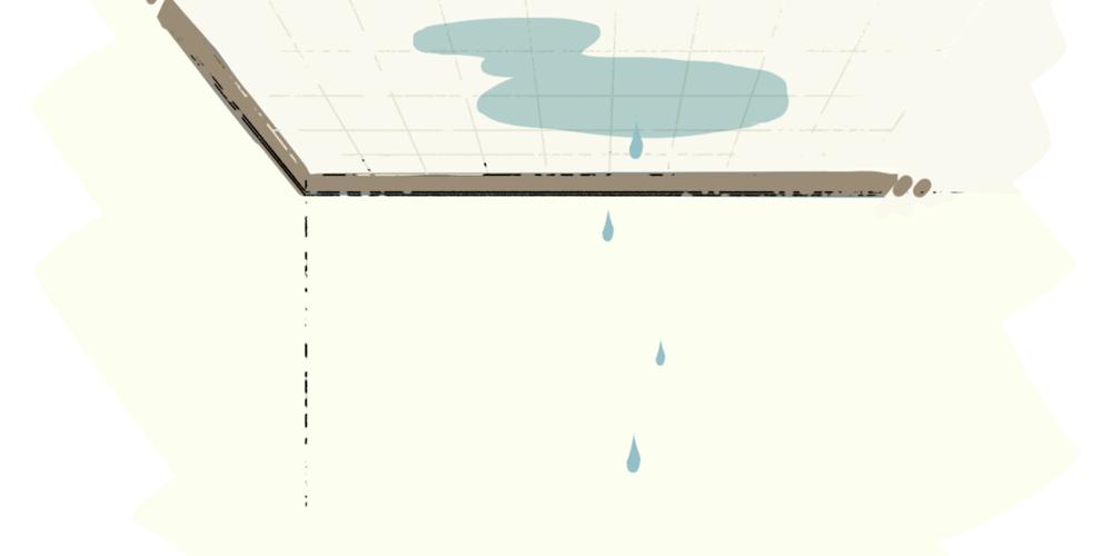 天井から水漏れしている様子を示すイラスト